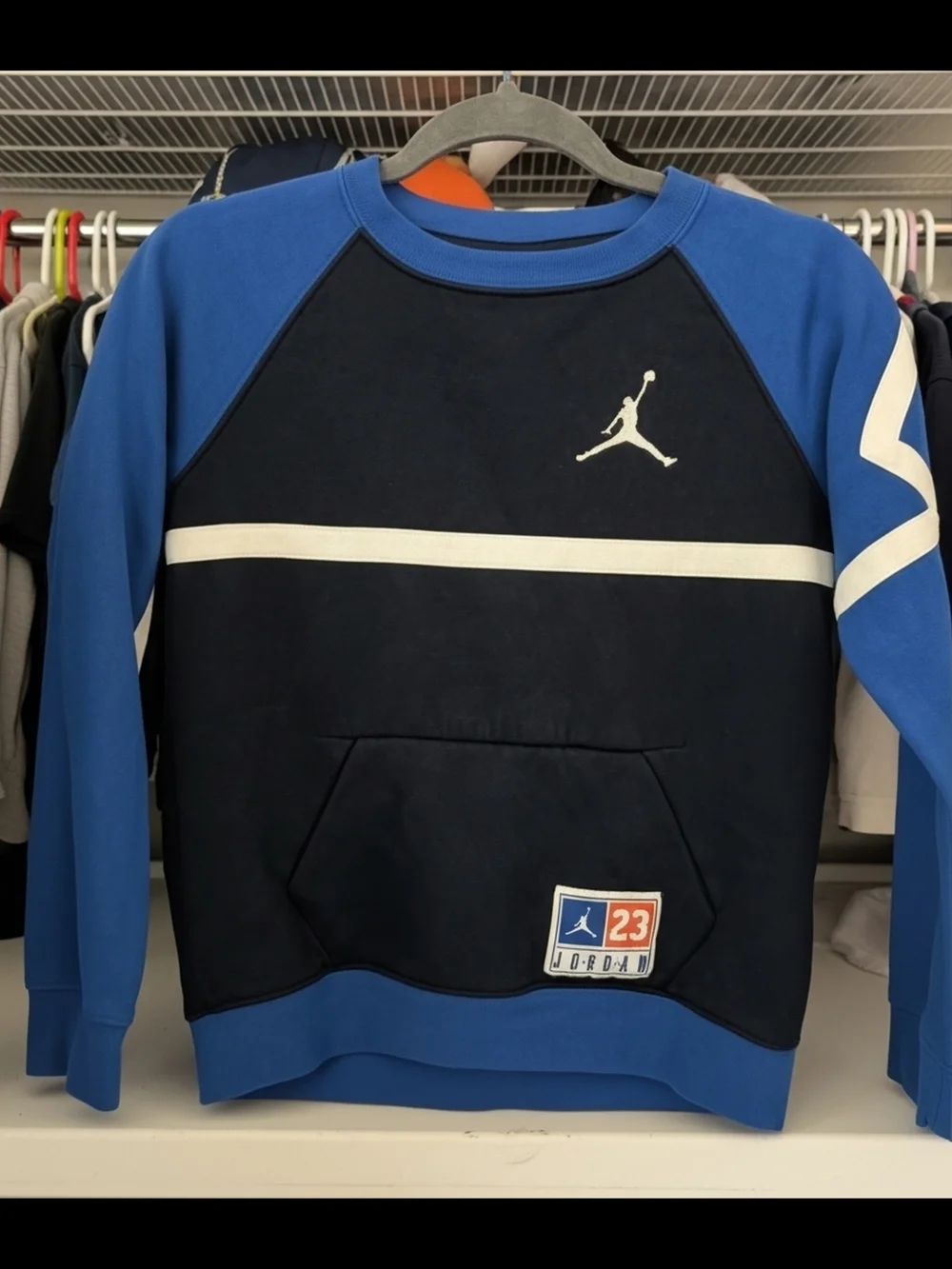Jordan Kids Navy and Royal Blue Crewneck Sweatshirt with White Trim Age 10-12